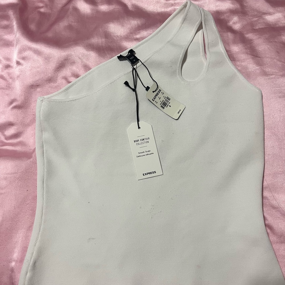 Brand new one shoulder, white express tank!